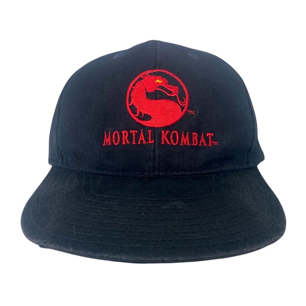 Vtg 1995 Mortal Kombat Black Red Dragon Movie Snapback Hat New Line Home Video
